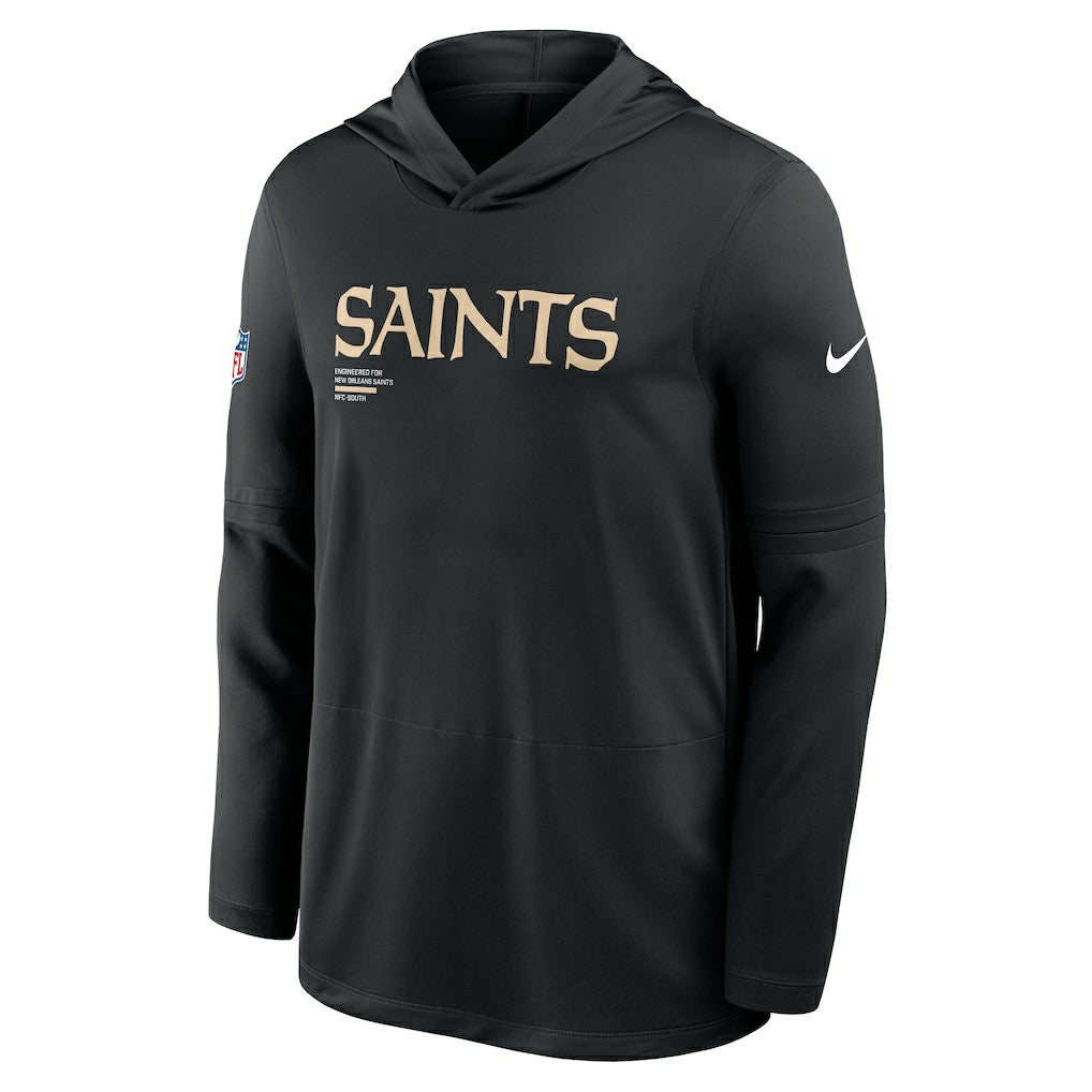 Nike New Orleans Saints Sideline Pure Fury Performance Long Sleeve Hoodie T-Shirt Black