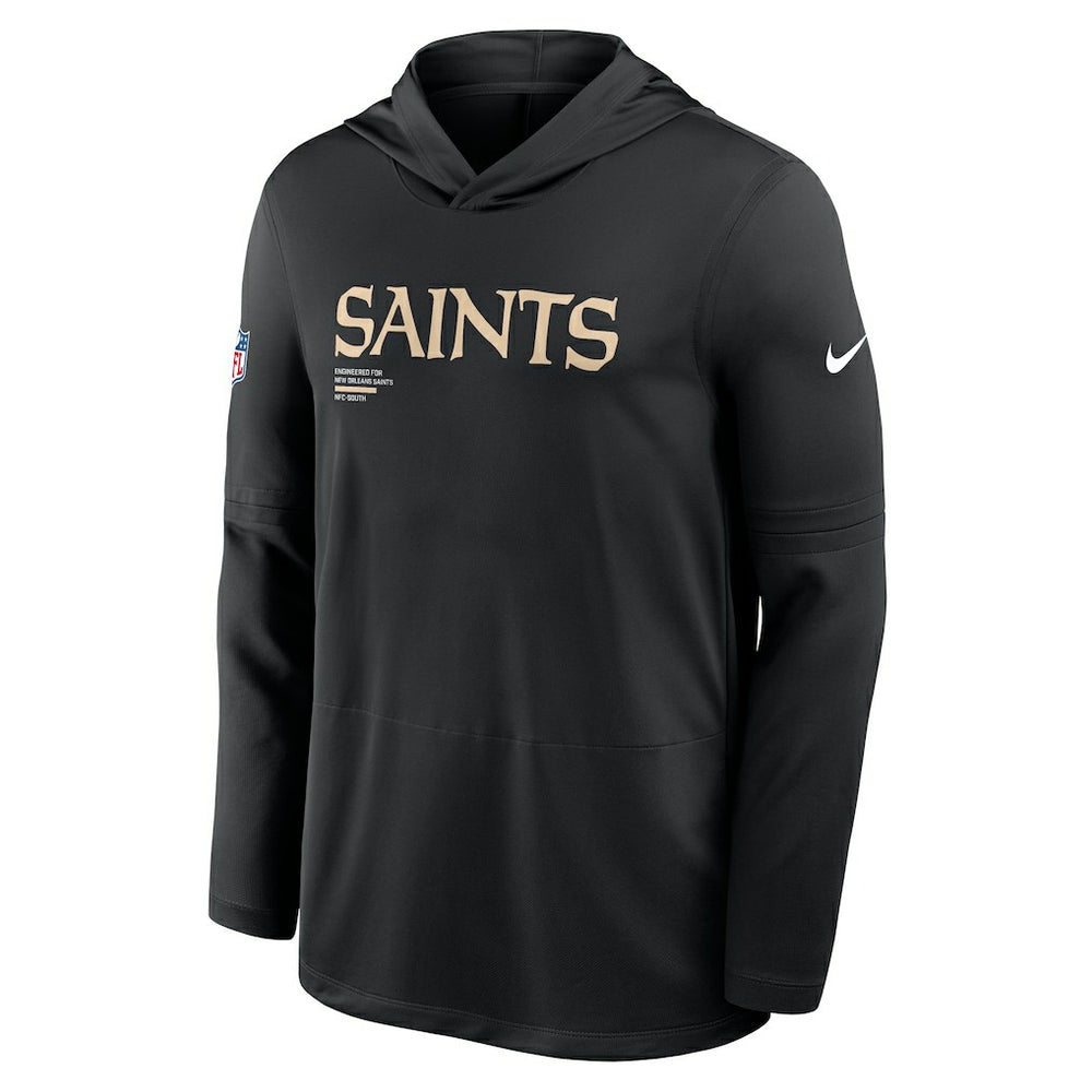 Nike New Orleans Saints Sideline Pure Fury Performance Long Sleeve Hoodie T-Shirt Black