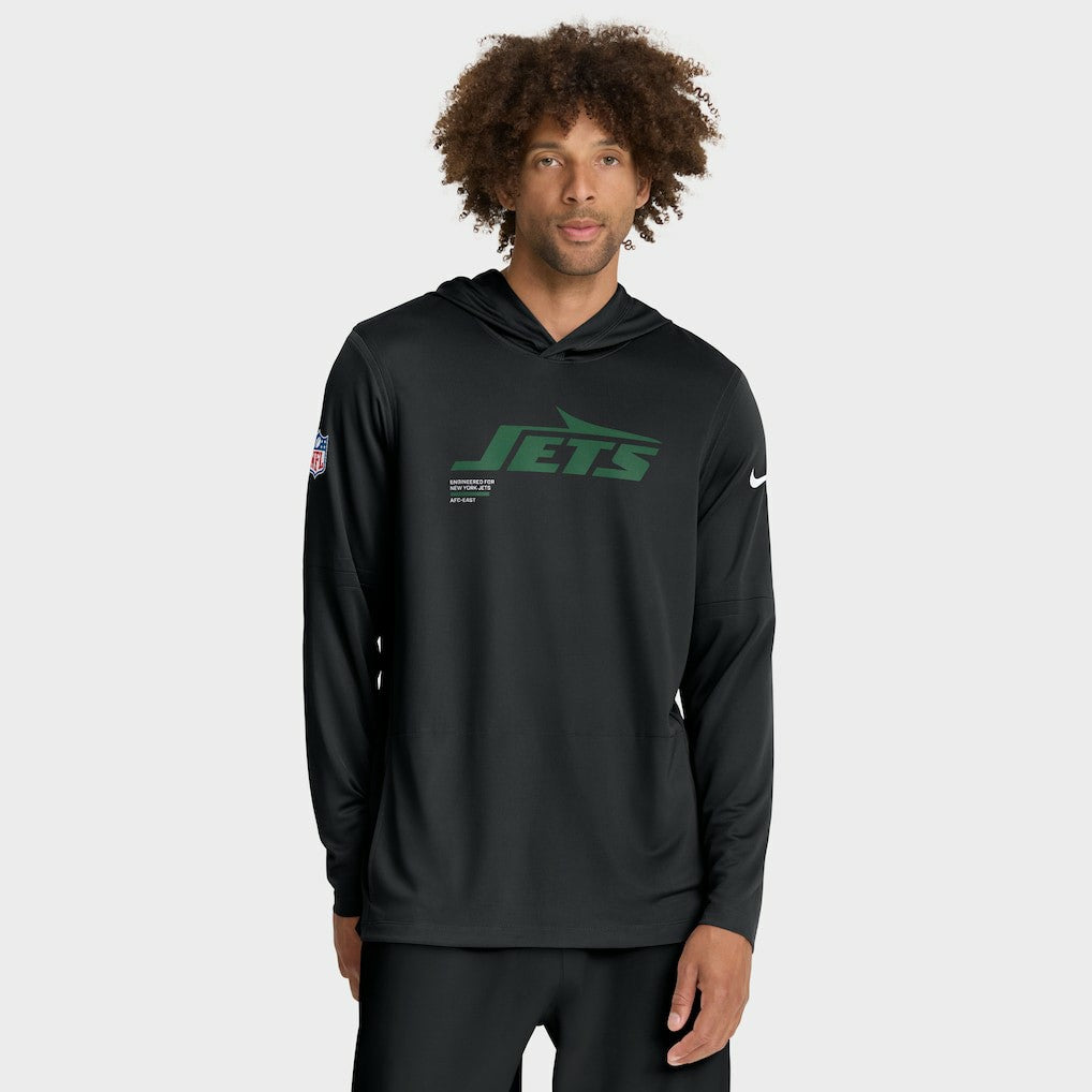 Nike New York Jets Sideline Pure Fury Performance Long Sleeve Hoodie T-Shirt Black