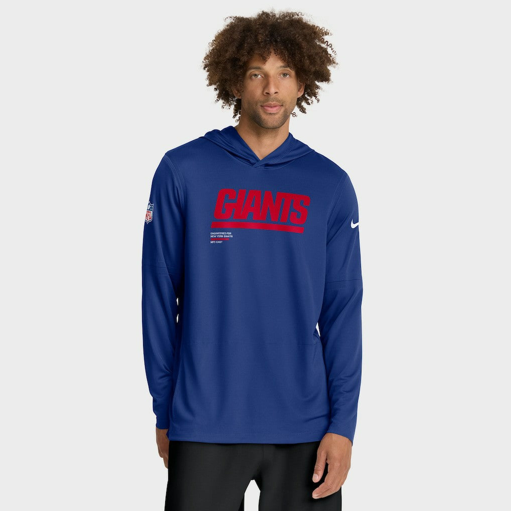 Nike New York Giants Sideline Pure Fury Performance Long Sleeve Hoodie T-Shirt Royal