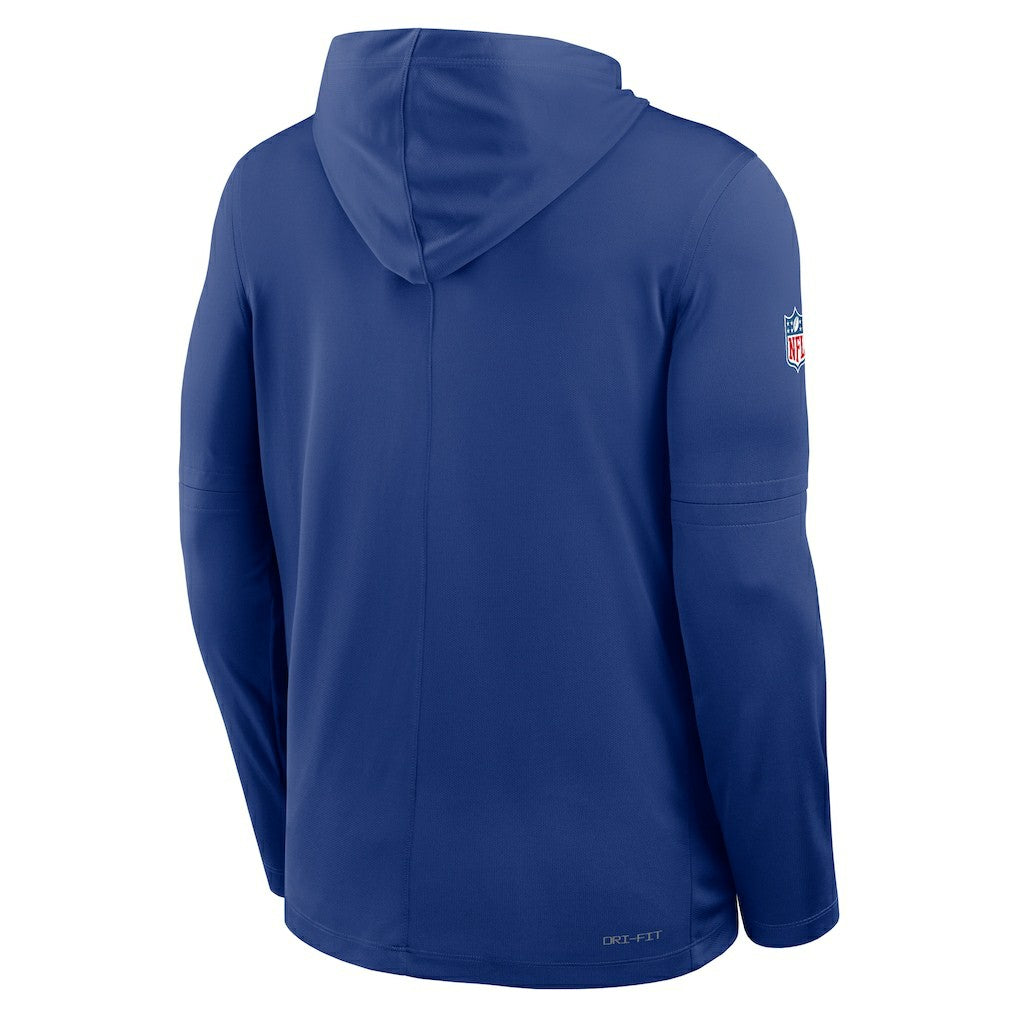 Nike New York Giants Sideline Pure Fury Performance Long Sleeve Hoodie T-Shirt Royal