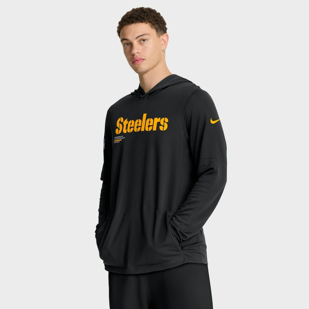 Nike Pittsburgh Steelers Sideline Pure Fury Performance Long Sleeve Hoodie T-Shirt Black