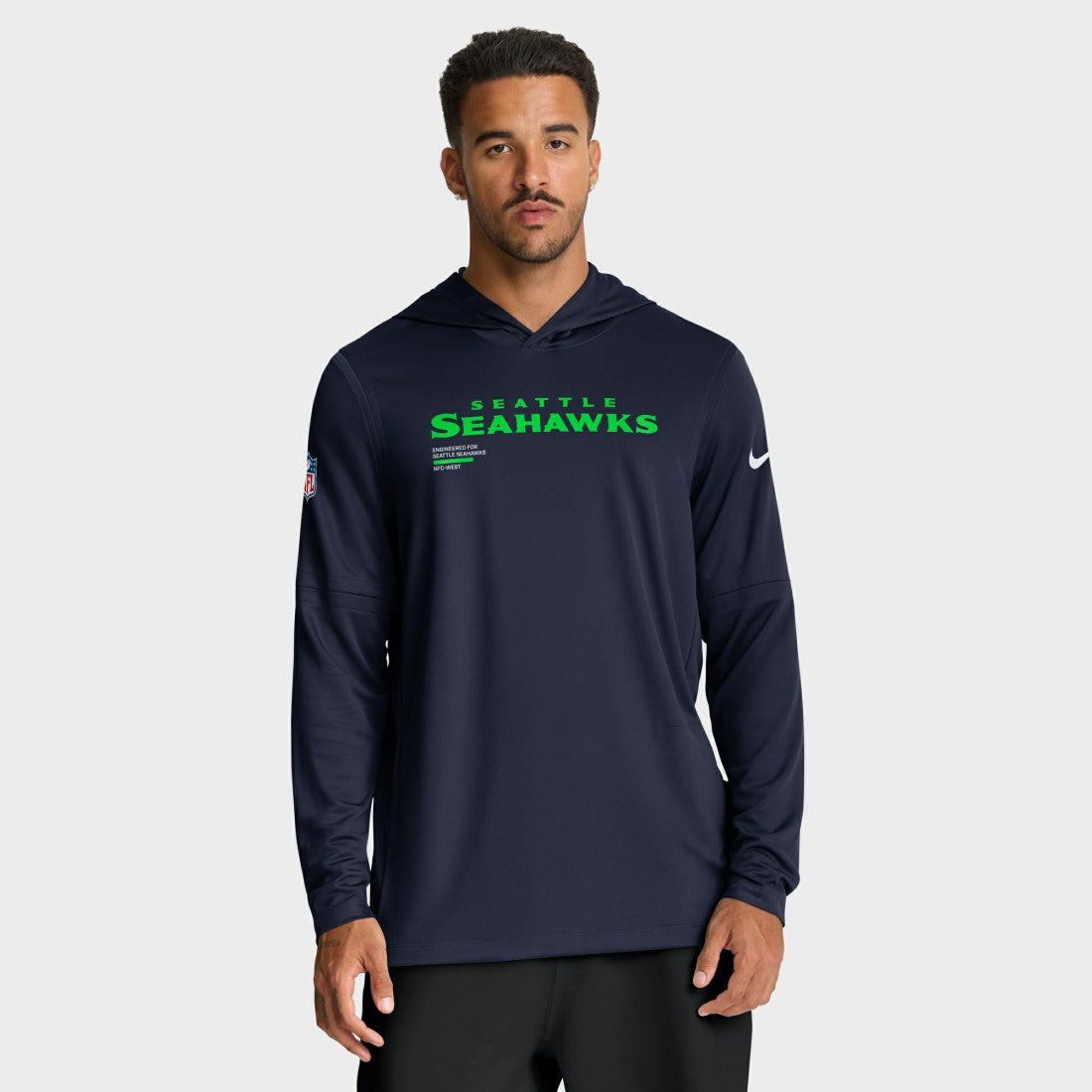 Nike Seattle Seahawks Sideline Pure Fury Performance Long Sleeve Hoodie T-Shirt College Navy