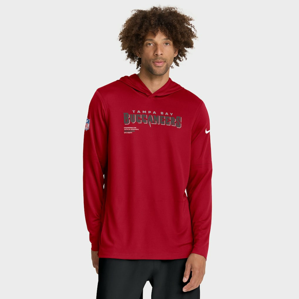 Nike Tampa Bay Buccaneers Sideline Pure Fury Performance Long Sleeve Hoodie T-Shirt Red