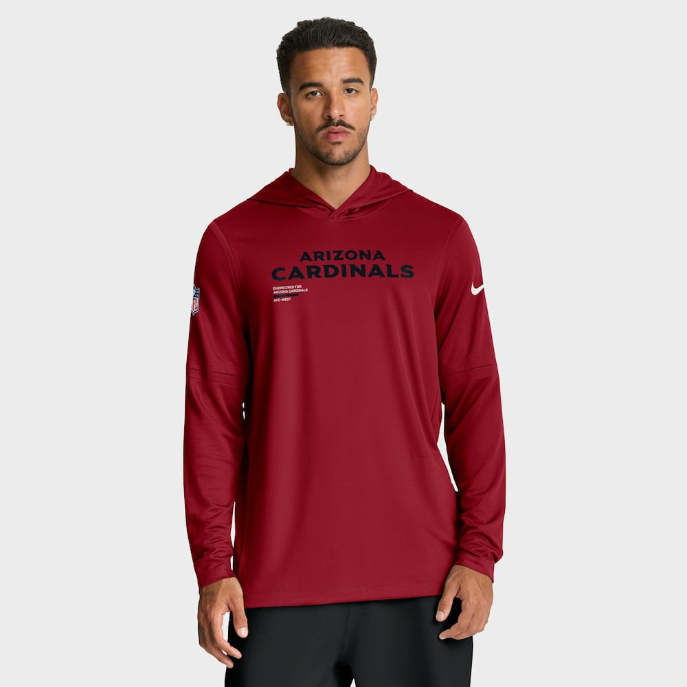 Nike Arizona Cardinals Sideline Pure Fury Performance Long Sleeve Hoodie T-Shirt Cardinal