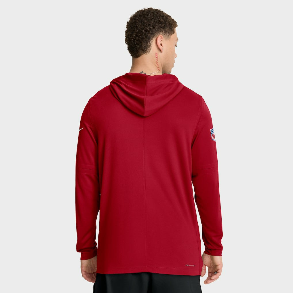 Nike San Francisco 49ers Sideline Pure Fury Performance Long Sleeve Hoodie T-Shirt Scarlet