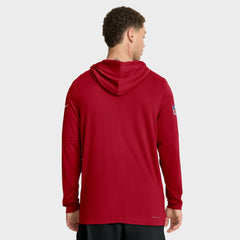 Nike San Francisco 49ers Sideline Pure Fury Performance Long Sleeve Hoodie T-Shirt Scarlet