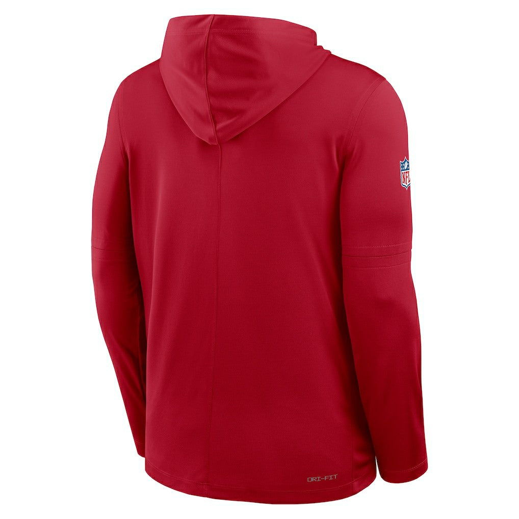 Nike San Francisco 49ers Sideline Pure Fury Performance Long Sleeve Hoodie T-Shirt Scarlet