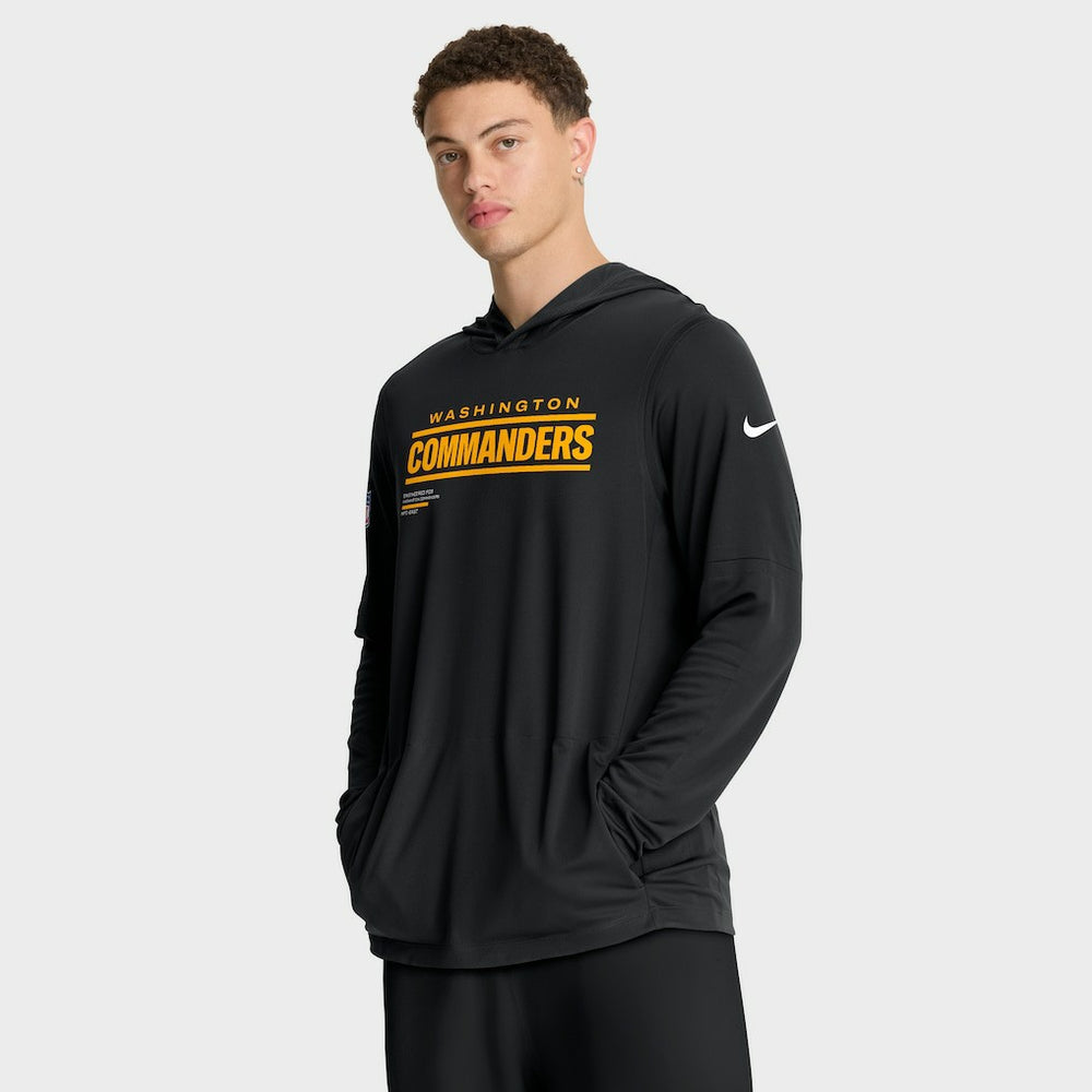 Nike Washington Commanders Sideline Pure Fury Performance Long Sleeve Hoodie T-Shirt Black
