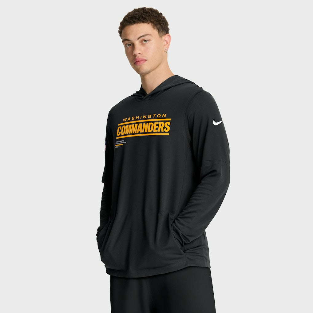 Nike Washington Commanders Sideline Pure Fury Performance Long Sleeve Hoodie T-Shirt Black