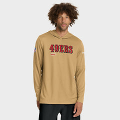 Nike San Francisco 49ers Sideline Pure Fury Performance Long Sleeve Hoodie T-Shirt Gold