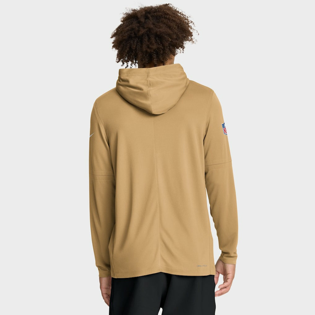 Nike San Francisco 49ers Sideline Pure Fury Performance Long Sleeve Hoodie T-Shirt Gold