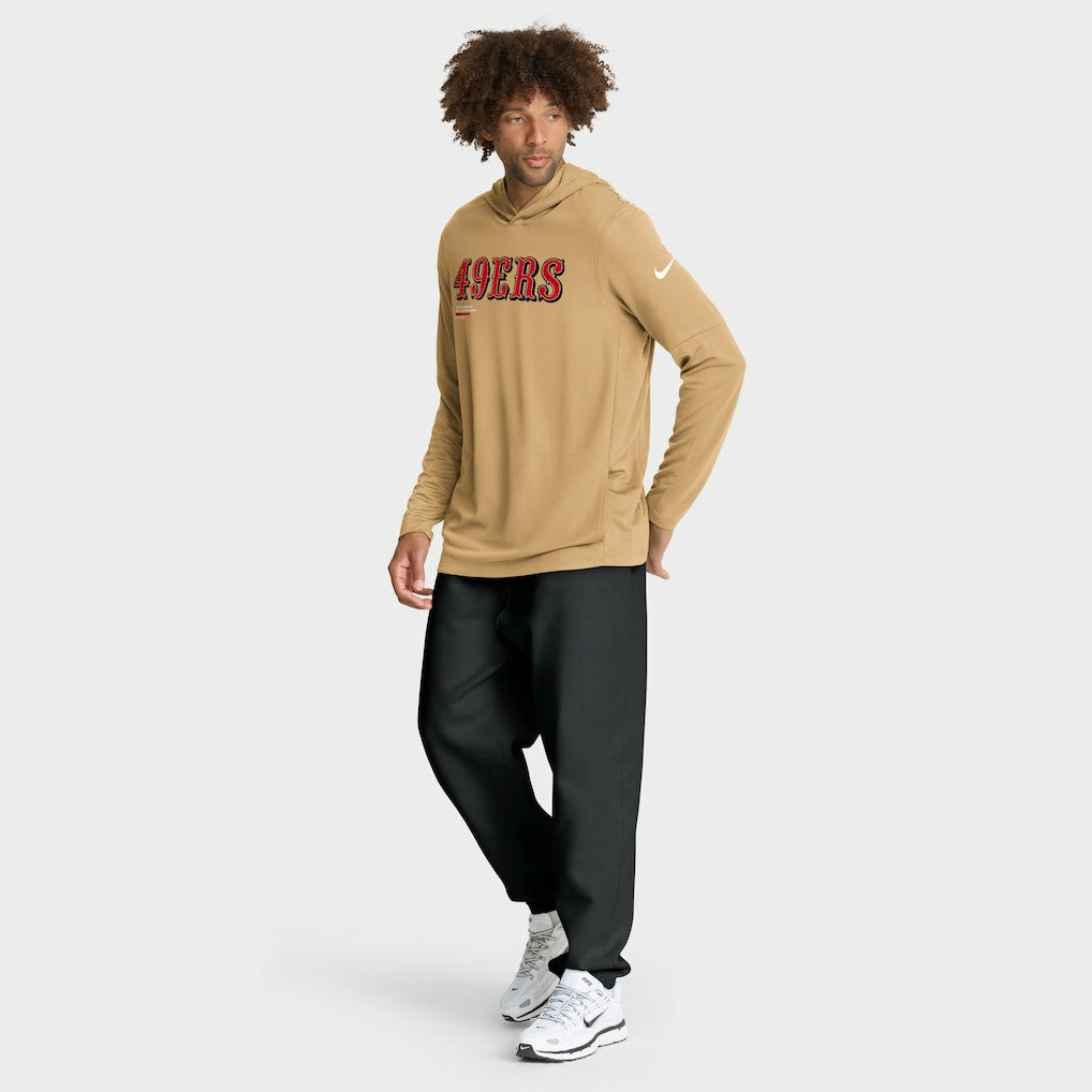 Nike San Francisco 49ers Sideline Pure Fury Performance Long Sleeve Hoodie T-Shirt Gold