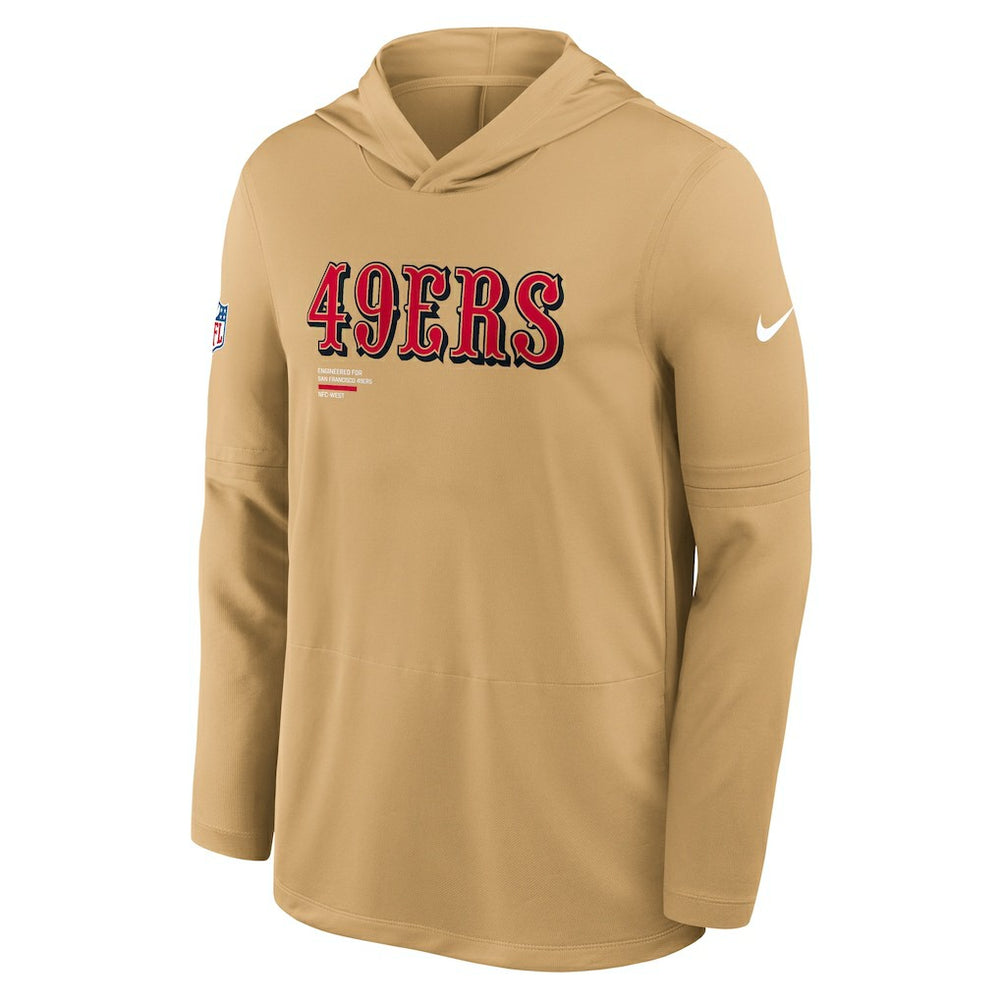 Nike San Francisco 49ers Sideline Pure Fury Performance Long Sleeve Hoodie T-Shirt Gold