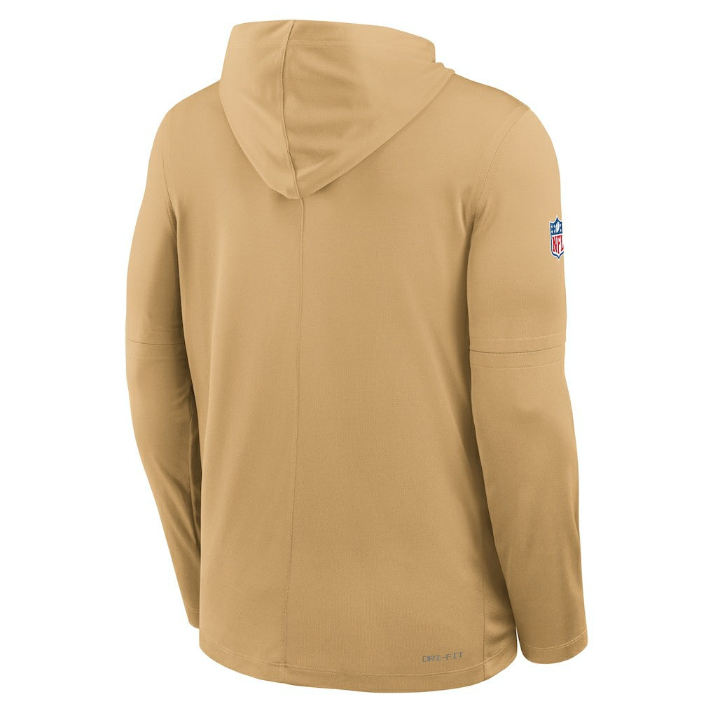 Nike San Francisco 49ers Sideline Pure Fury Performance Long Sleeve Hoodie T-Shirt Gold