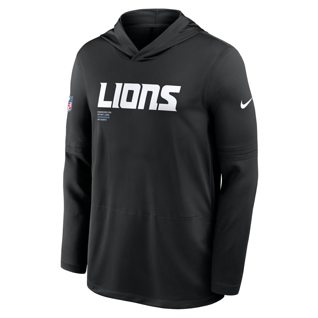 Nike Detroit Lions Sideline Pure Fury Performance Long Sleeve Hoodie T-Shirt Black
