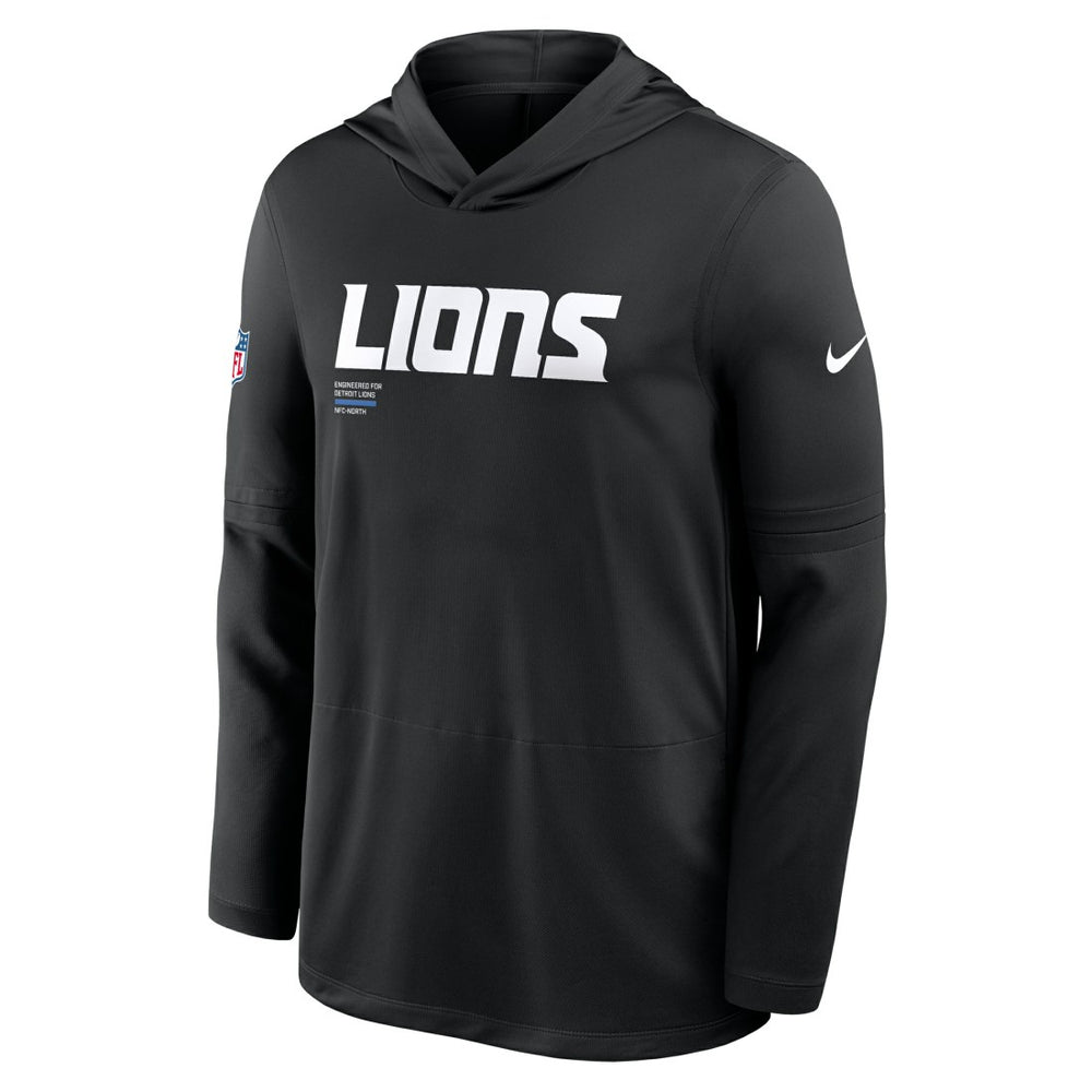 Nike Detroit Lions Sideline Pure Fury Performance Long Sleeve Hoodie T-Shirt Black