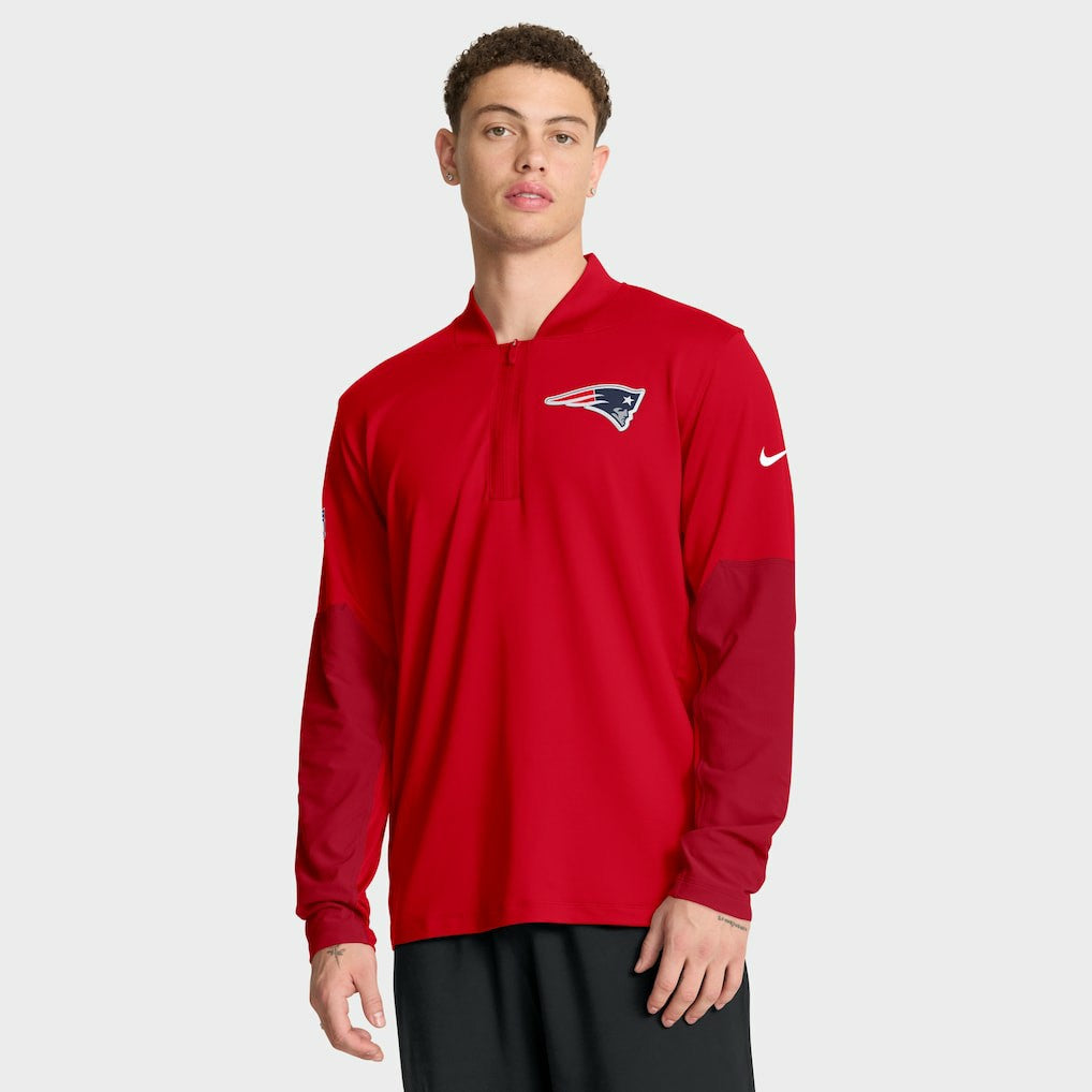 Nike New England Patriots Sideline Dri-FIT Half-Zip Pullover Red