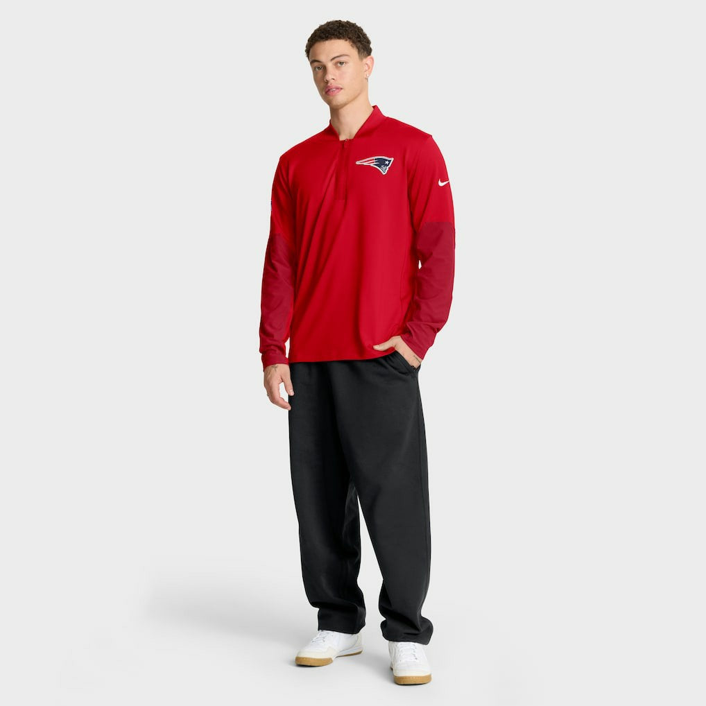 Nike New England Patriots Sideline Dri-FIT Half-Zip Pullover Red