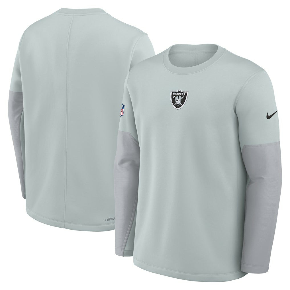 Nike Las Vegas Raiders Sideline Coach Therma-FIT Long Sleeve T-Shirt Silver