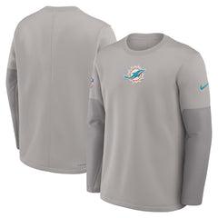 Nike Miami Dolphins Sideline Coach Therma-FIT Long Sleeve T-Shirt Gray