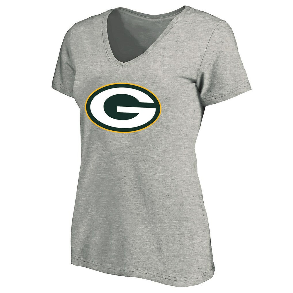 Fanatics Green Bay Packers Women's Plus Size V-Neck T-Shirt Heather Gray