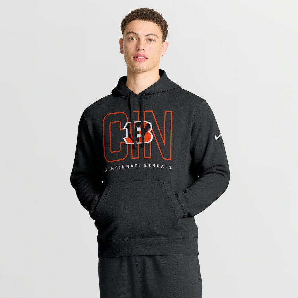 Nike Cincinnati Bengals Busted Play Club Fleece Pullover Hoodie Black