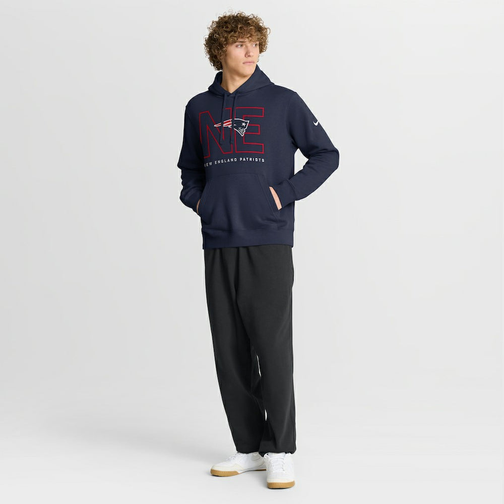 Nike New England Patriots Busted Play Club Fleece Pullover Hoodie Navy