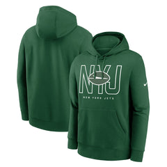 Nike New York Jets Busted Play Club Fleece Pullover Hoodie Green