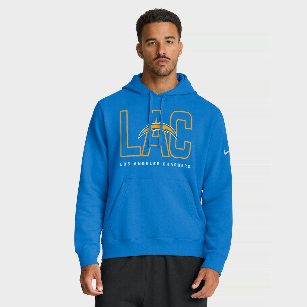 Nike Los Angeles Chargers Busted Play Club Fleece Pullover Hoodie Powder Blue