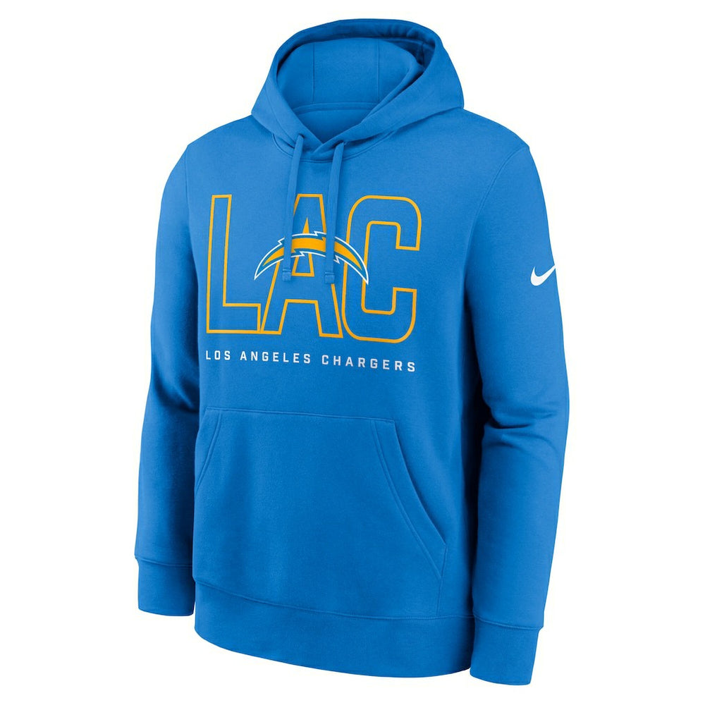 Nike Los Angeles Chargers Busted Play Club Fleece Pullover Hoodie Powder Blue