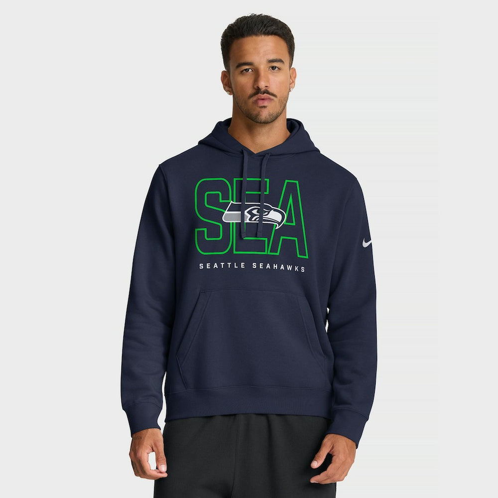 Nike Seattle Seahawks Busted Play Club Fleece Pullover Hoodie College Navy