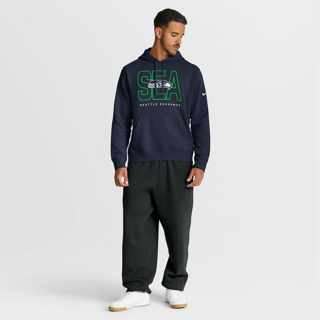 Nike Seattle Seahawks Busted Play Club Fleece Pullover Hoodie College Navy