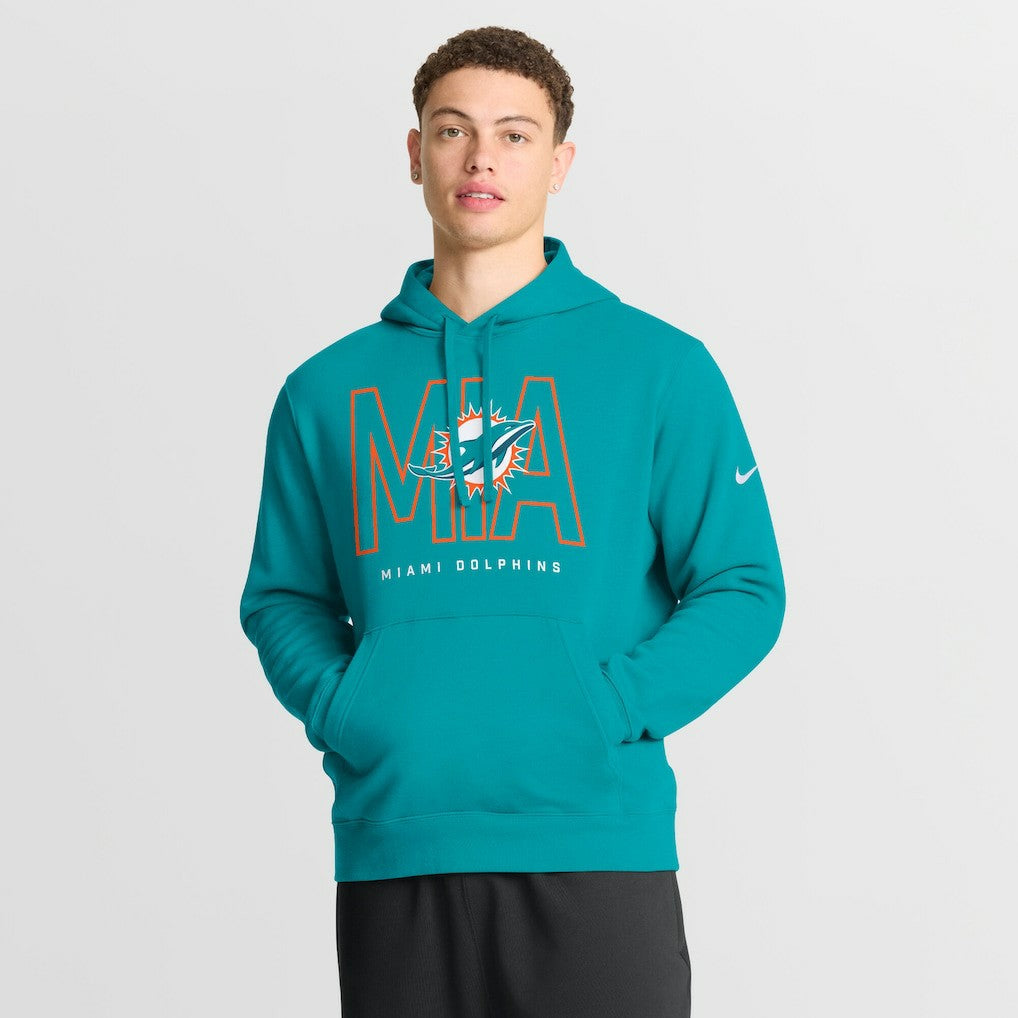 Nike Miami Dolphins Busted Play Club Fleece Pullover Hoodie Aqua