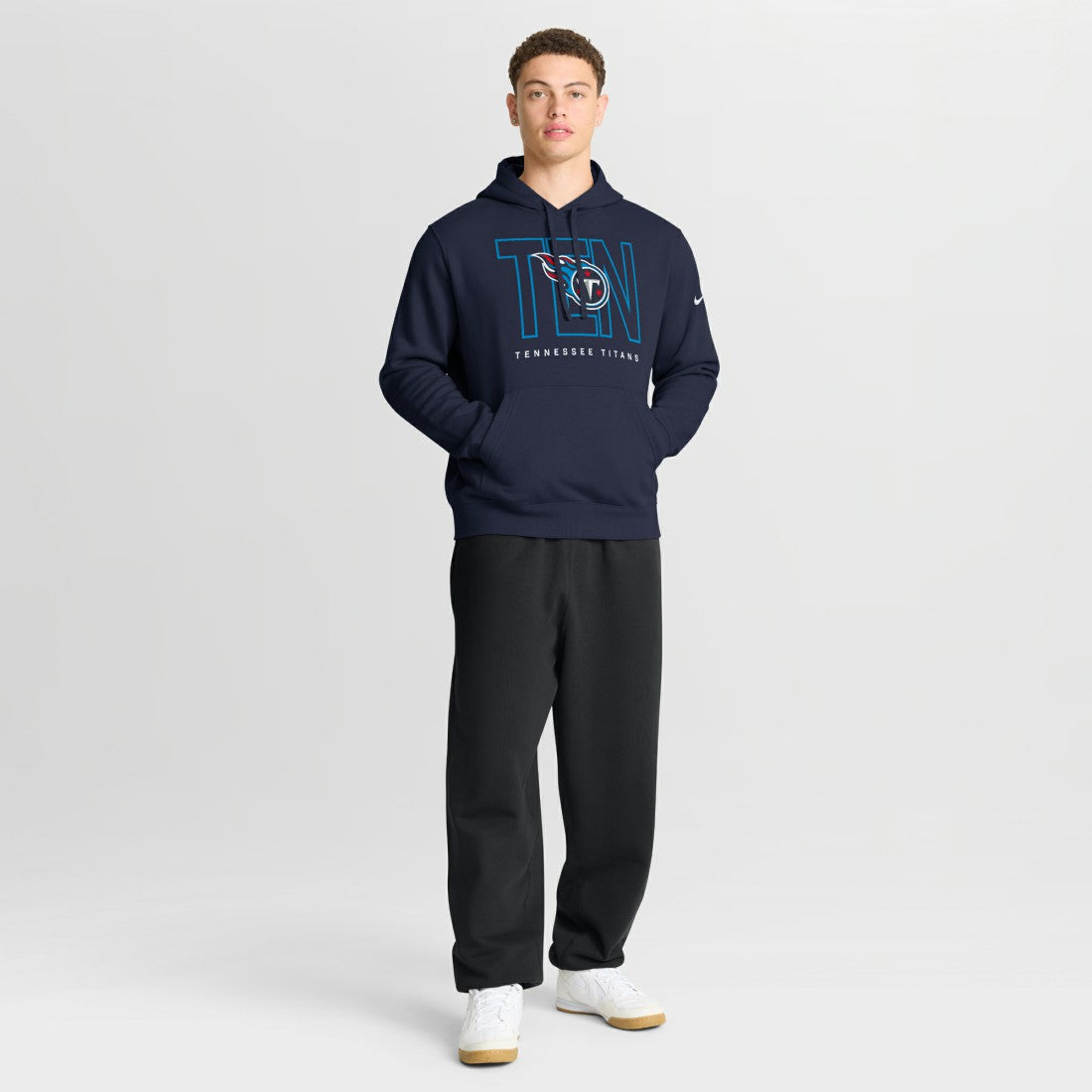 Nike Tennessee Titans Busted Play Club Fleece Pullover Hoodie Navy