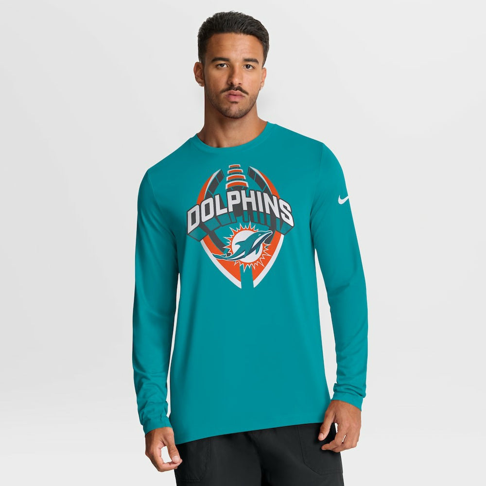 Nike Miami Dolphins Primetime Legend Icon Performance Long Sleeve T-Shirt Aqua
