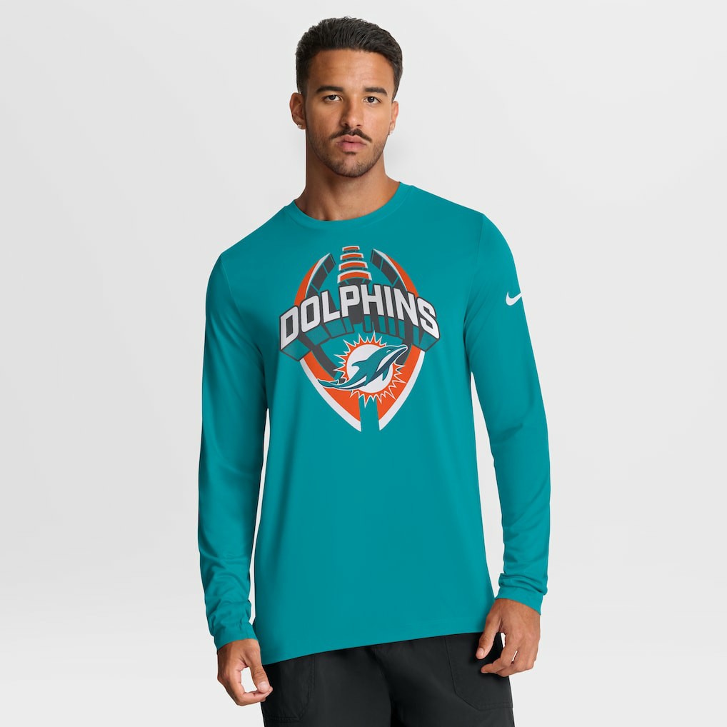 Nike Miami Dolphins Primetime Legend Icon Performance Long Sleeve T-Shirt Aqua