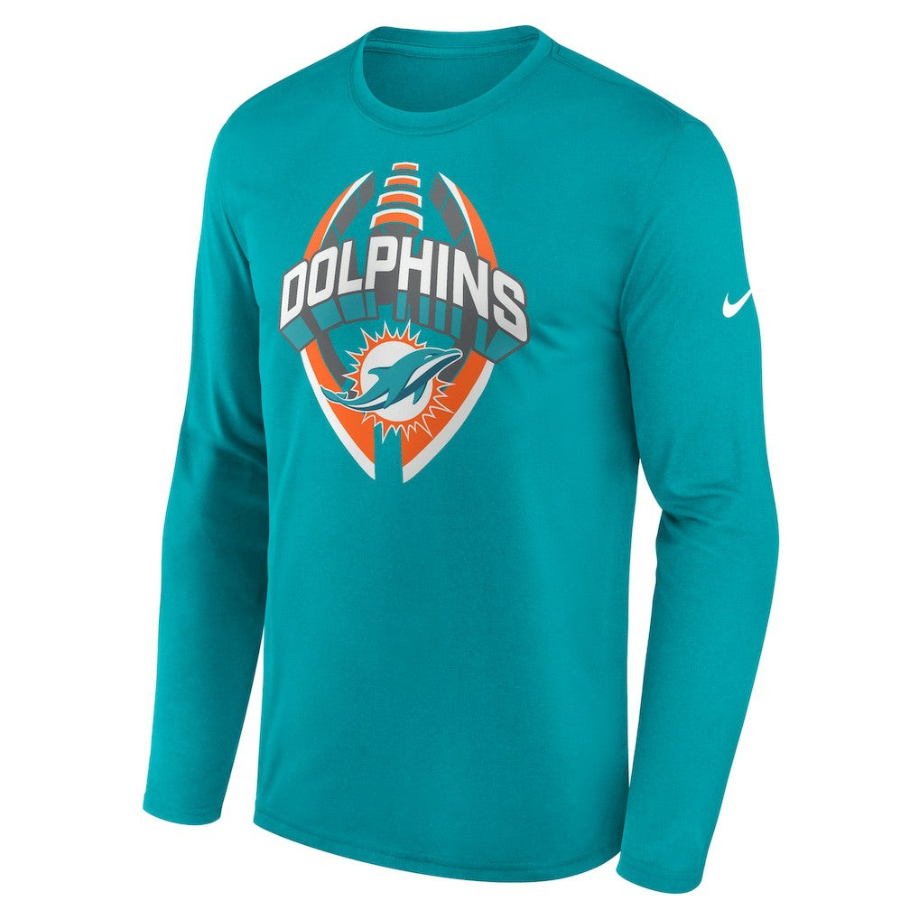 Nike Miami Dolphins Primetime Legend Icon Performance Long Sleeve T-Shirt Aqua