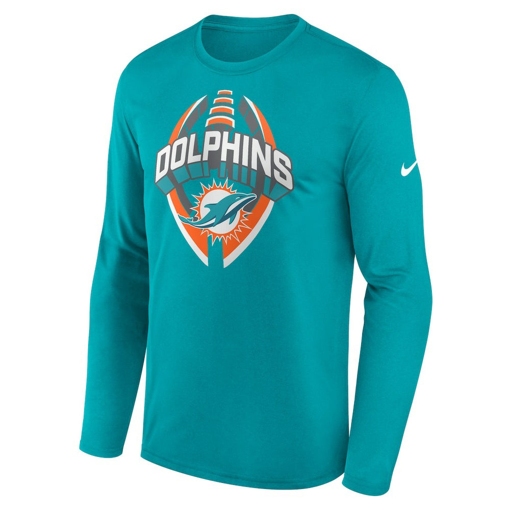Nike Miami Dolphins Primetime Legend Icon Performance Long Sleeve T-Shirt Aqua
