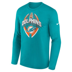Nike Miami Dolphins Primetime Legend Icon Performance Long Sleeve T-Shirt Aqua