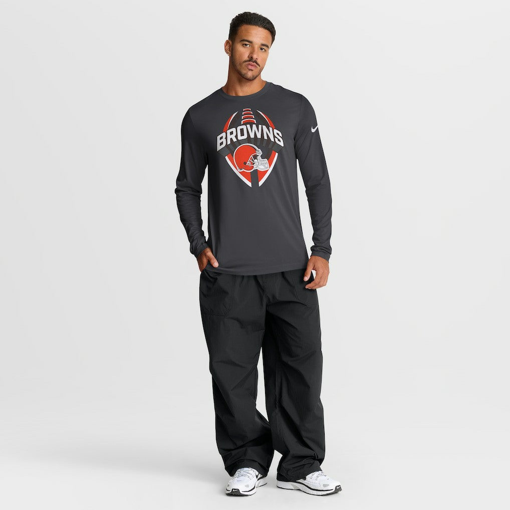 Nike Cleveland Browns Primetime Legend Icon Performance Long Sleeve T-Shirt Anthracite