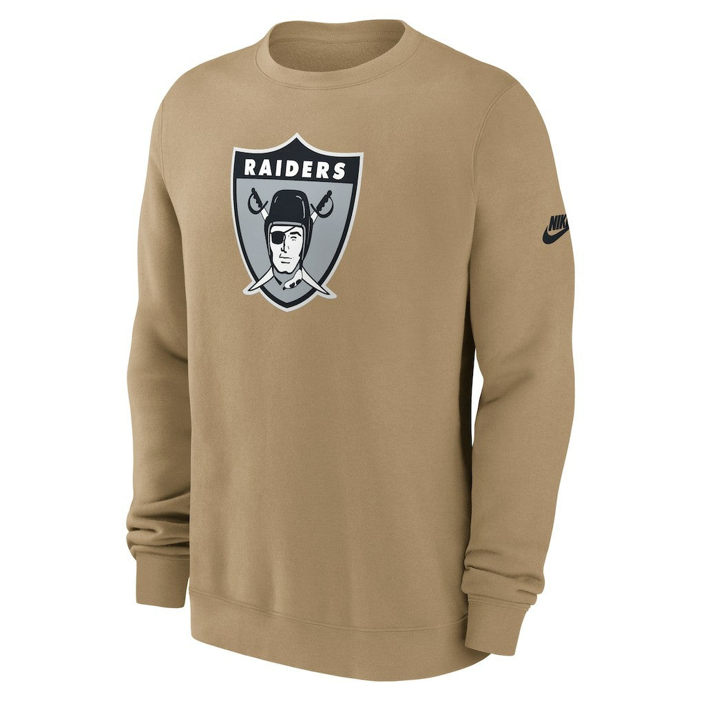 Nike Las Vegas Raiders Swing Pass Rewind Club Pullover Sweatshirt Tan