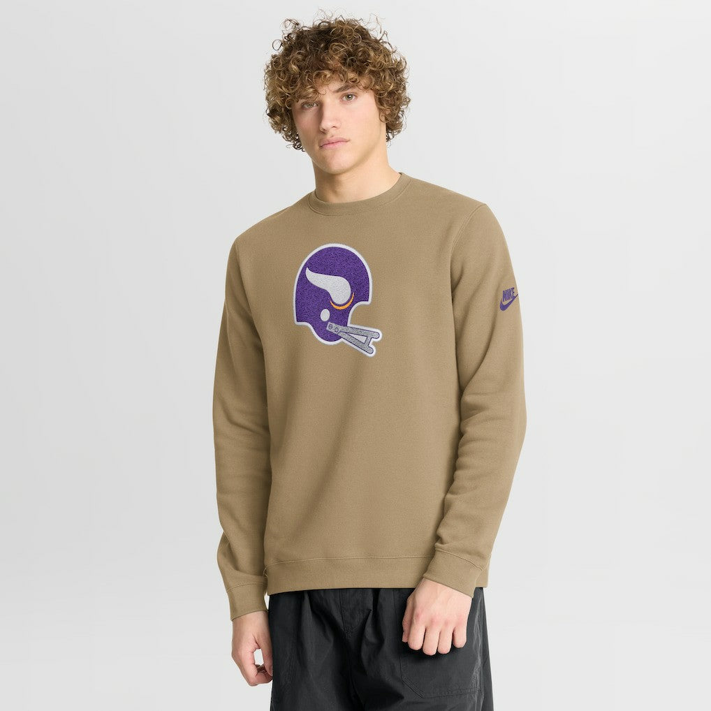 Nike Minnesota Vikings Swing Pass Rewind Club Pullover Sweatshirt Tan