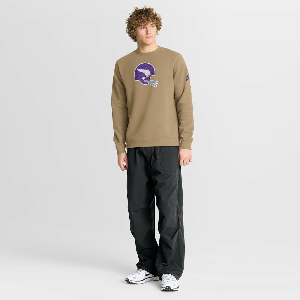 Nike Minnesota Vikings Swing Pass Rewind Club Pullover Sweatshirt Tan