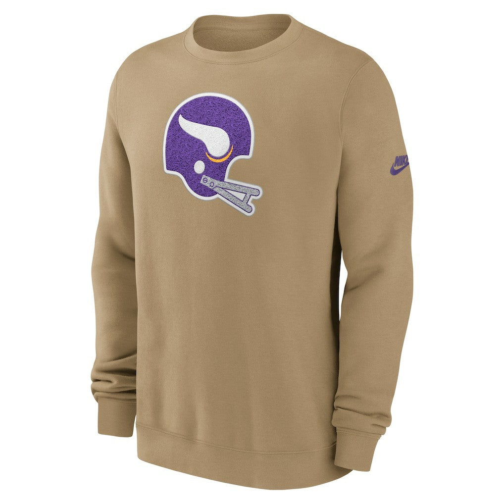 Nike Minnesota Vikings Swing Pass Rewind Club Pullover Sweatshirt Tan