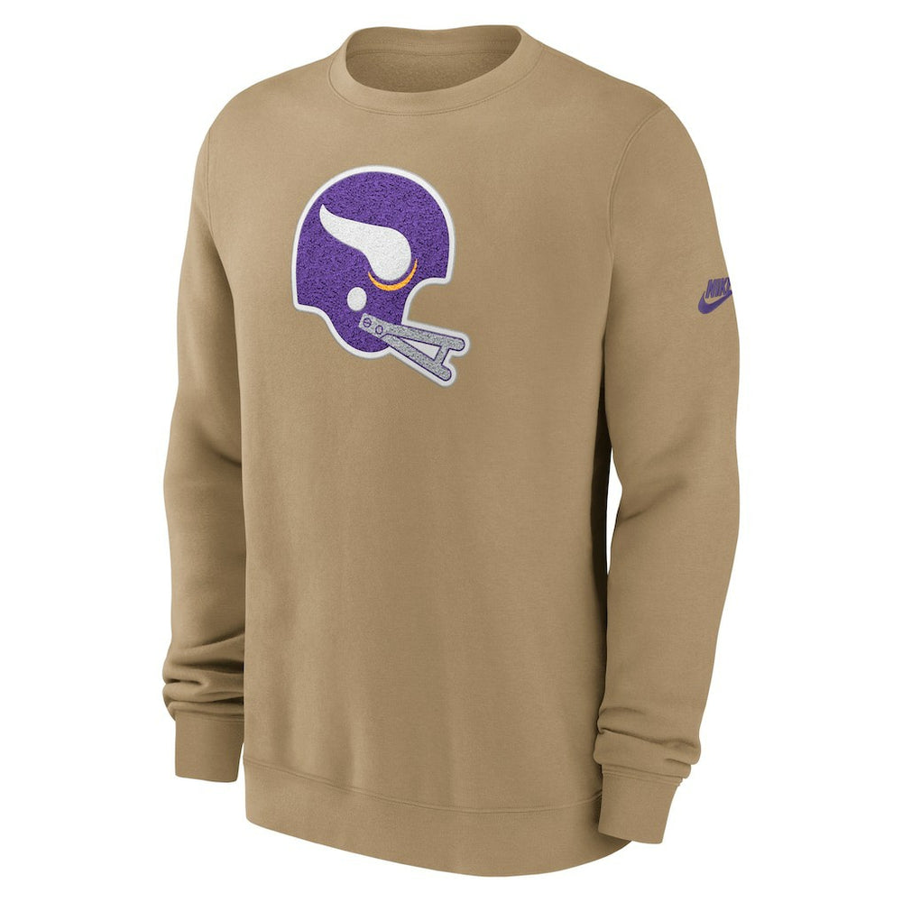 Nike Minnesota Vikings Swing Pass Rewind Club Pullover Sweatshirt Tan
