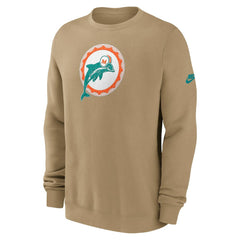 Nike Miami Dolphins Swing Pass Rewind Club Pullover Sweatshirt Tan