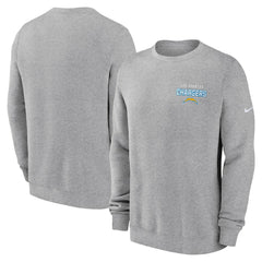 Nike Los Angeles Chargers Primetime Club Fleece Pullover Sweatshirt Heather Gray