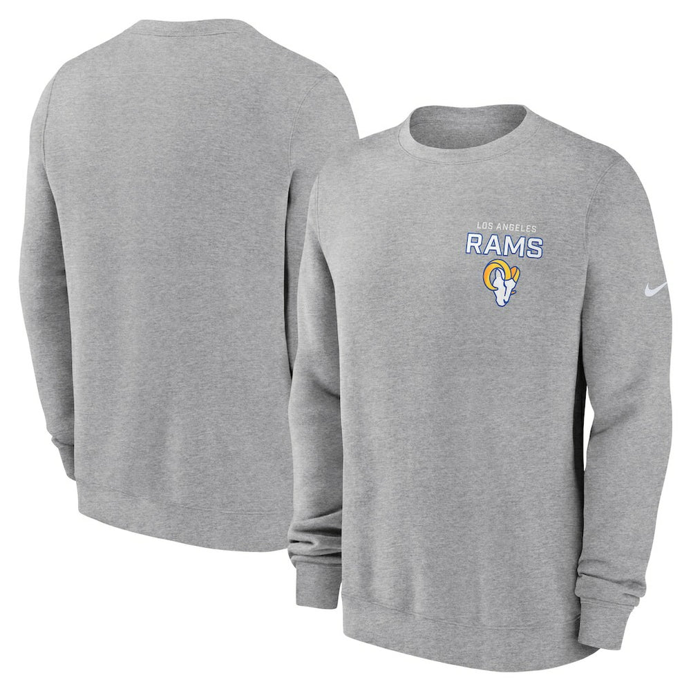Nike Los Angeles Rams Primetime Club Fleece Pullover Sweatshirt Heather Gray