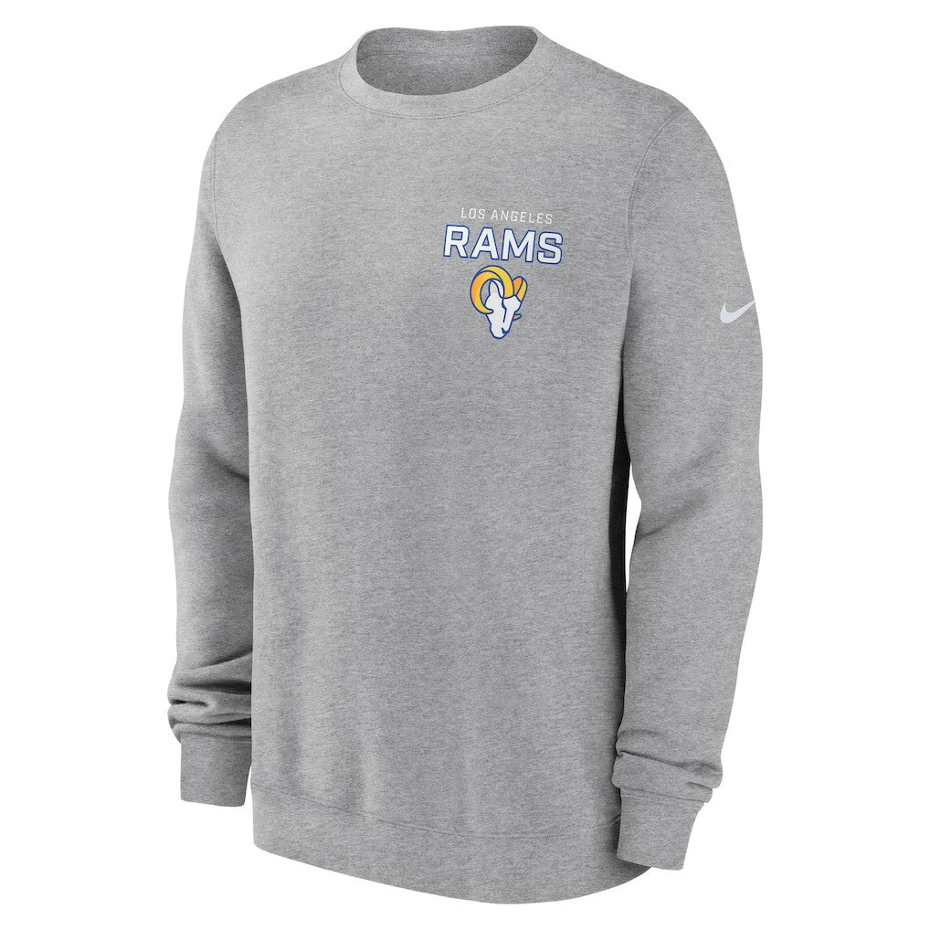 Nike Los Angeles Rams Primetime Club Fleece Pullover Sweatshirt Heather Gray